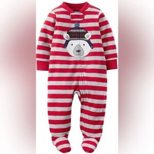 Boys Fleece Zip Up Polar Bear Sleeper Pajamas Sleep Play Footie Jammie NB